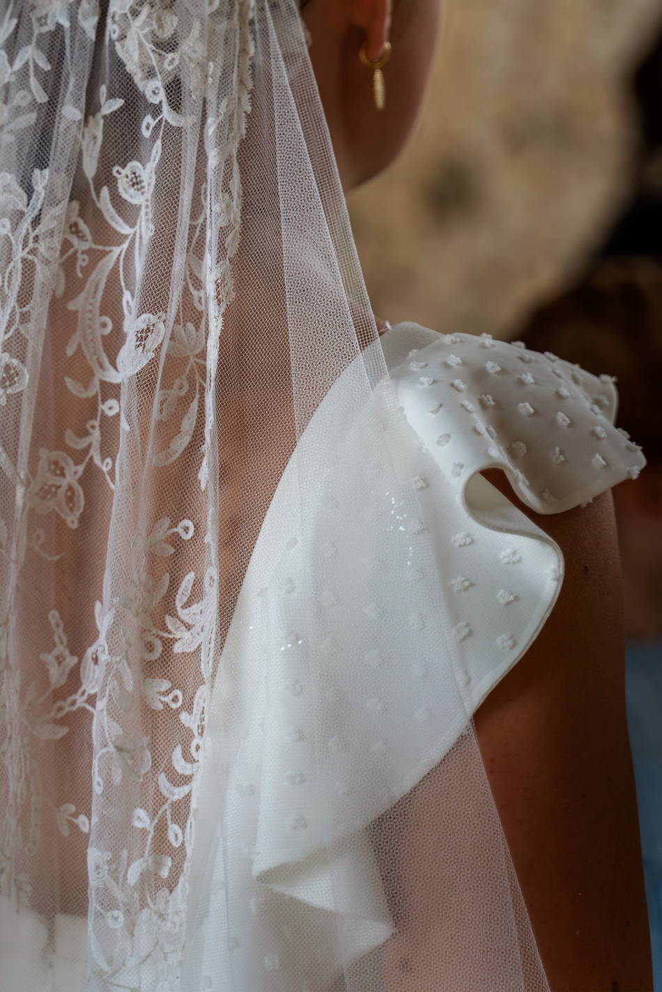 Détail du voile en dentelle. © Constance VIOT.